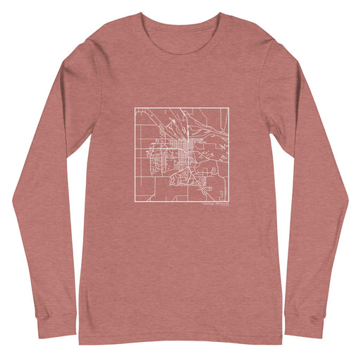Hastings Minnesota  Map Unisex Long-Sleeve T-shirt with City inscription in Heather Mauve
