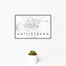 12x18 Hattiesburg Mississippi Map Print Landscape Orientation in Classic Style With Small Cactus Plant in White Planter