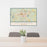 24x36 Hattiesburg Mississippi Map Print Lanscape Orientation in Woodblock Style Behind 2 Chairs Table and Potted Plant