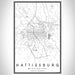 Hattiesburg Mississippi Map Print Portrait Orientation in Classic Style With Shaded Background