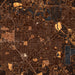 Hattiesburg Mississippi Map Print in Ember Style Zoomed In Close Up Showing Details