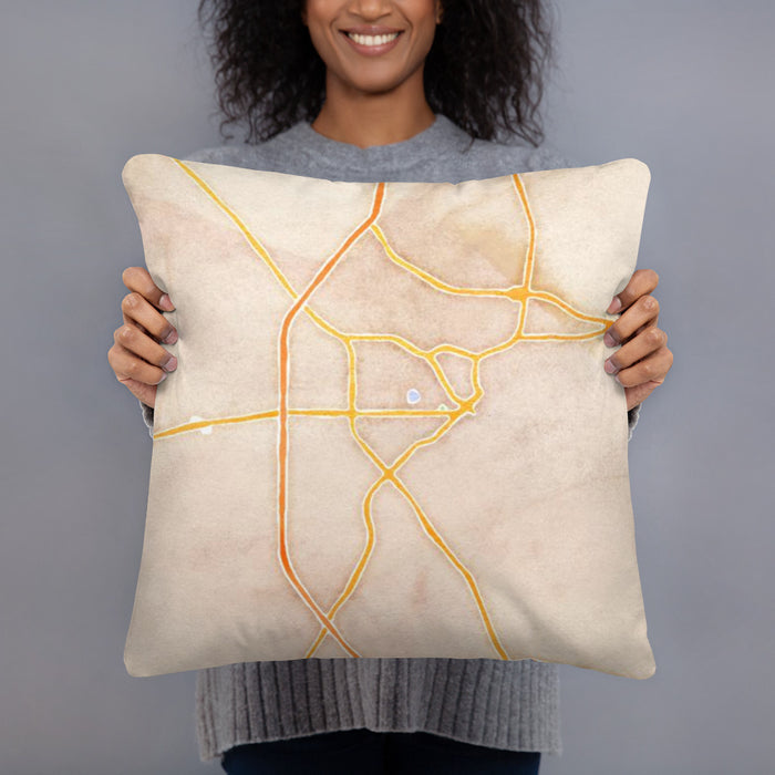 Person holding 18x18 Custom Hattiesburg Mississippi Map Throw Pillow in Watercolor
