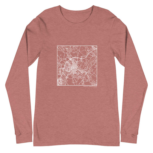 Haverhill Massachusetts  Map Unisex Long-Sleeve T-shirt with City inscription in Heather Mauve