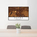 24x36 Havre Montana Map Print Lanscape Orientation in Ember Style Behind 2 Chairs Table and Potted Plant