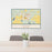 24x36 Havre Montana Map Print Lanscape Orientation in Woodblock Style Behind 2 Chairs Table and Potted Plant