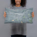 Person holding 20x12 Custom Havre Montana Map Throw Pillow in Afternoon