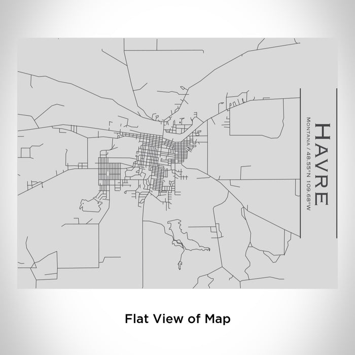 Rendered View of Havre Montana Map Engraving on 20oz Stainless Steel Insulated Bottle with Bamboo Top