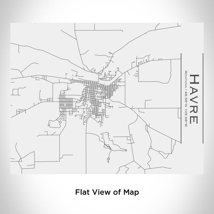 Rendered View of Havre Montana Map Engraving on 20oz Stainless Steel Insulated Bottle with Bamboo Top in White