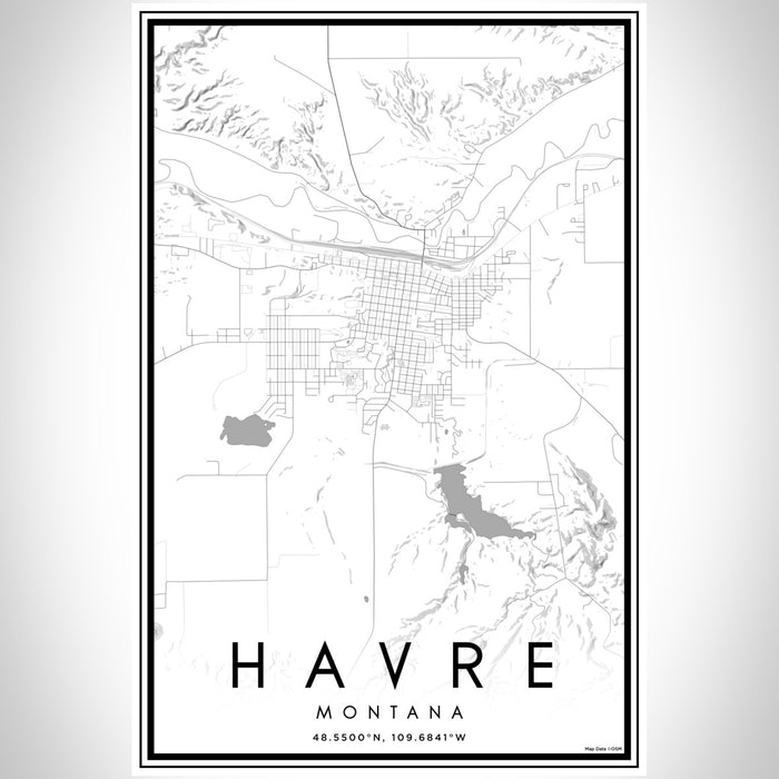 Havre Montana Map Print Portrait Orientation in Classic Style With Shaded Background