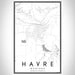 Havre Montana Map Print Portrait Orientation in Classic Style With Shaded Background