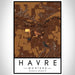 Havre Montana Map Print Portrait Orientation in Ember Style With Shaded Background