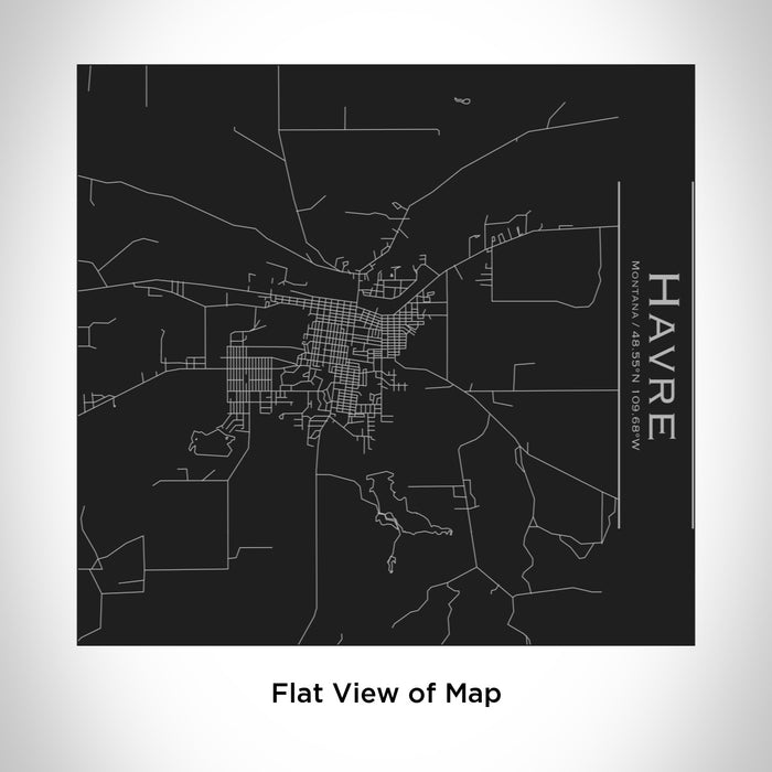 Rendered View of Havre Montana Map Engraving on 17oz Stainless Steel Insulated Tumbler in Black