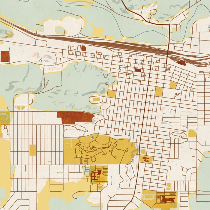 Havre Montana Map Print in Woodblock Style Zoomed In Close Up Showing Details
