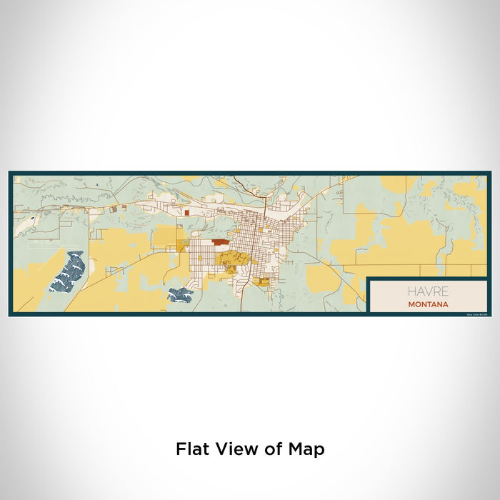 Flat View of Map Custom Havre Montana Map Enamel Mug in Woodblock