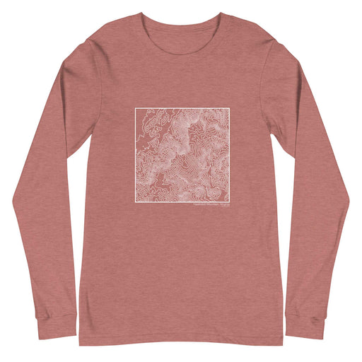 Hawksbill Mountain Virginia Topographic  Map Unisex Long-Sleeve T-shirt with City inscription in Heather Mauve