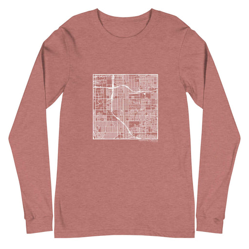 Hawthorne California  Map Unisex Long-Sleeve T-shirt with City inscription in Heather Mauve