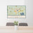 24x36 Hawthorne Florida Map Print Lanscape Orientation in Woodblock Style Behind 2 Chairs Table and Potted Plant