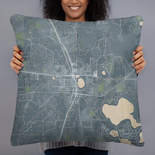 Person holding 22x22 Custom Hawthorne Florida Map Throw Pillow in Afternoon