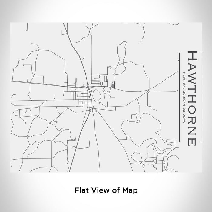 Rendered View of Hawthorne Florida Map Engraving on 20oz Stainless Steel Insulated Bottle with Bamboo Top in White