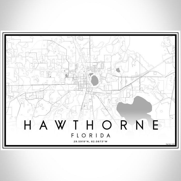 Hawthorne Florida Map Print Landscape Orientation in Classic Style With Shaded Background