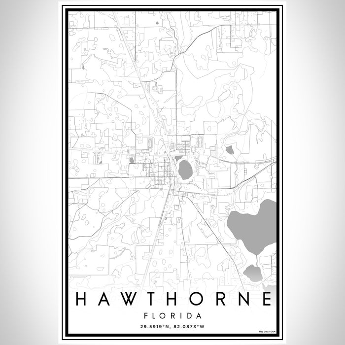 Hawthorne Florida Map Print Portrait Orientation in Classic Style With Shaded Background