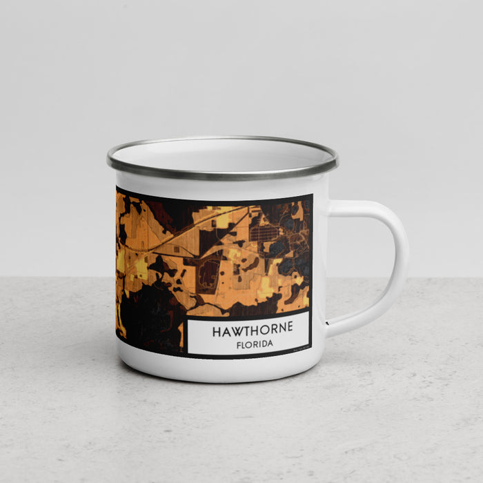 Right View Custom Hawthorne Florida Map Enamel Mug in Ember