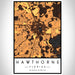 Hawthorne Florida Map Print Portrait Orientation in Ember Style With Shaded Background