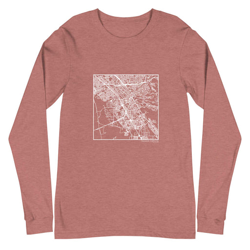 Hayward California  Map Unisex Long-Sleeve T-shirt with City inscription in Heather Mauve