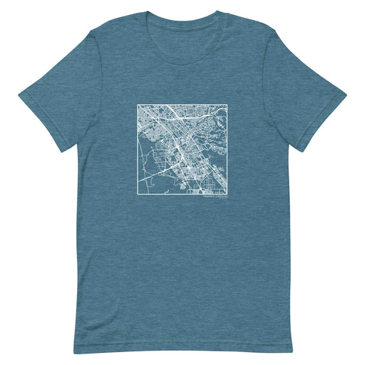 Hayward California  Map Unisex T-Shirt with City inscription in Heather Teal