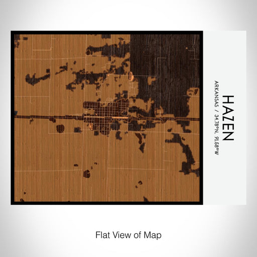 Rendered View of Hazen Arkansas Map on 20oz Stainless Steel Insulated Bottle with Bamboo Top with printed ember style map