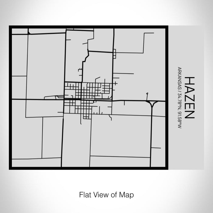Rendered View of Hazen Arkansas Map on 20oz Stainless Steel Insulated Bottle with Bamboo Top with printed Tactile Lines Map in Black