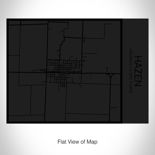 Rendered View of Hazen Arkansas Map on 20oz Stainless Steel Insulated Bottle with Bamboo Top in Matte Black with printed Tactile Lines Map in Black