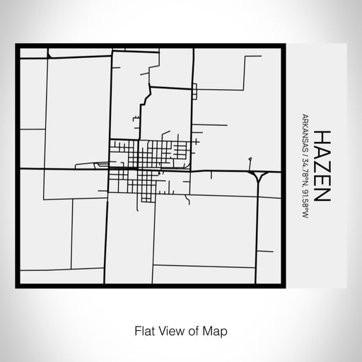 Rendered View of Hazen Arkansas Map on 20oz Stainless Steel Insulated Bottle with Bamboo Top in Matte White with printed Tactile Lines Map in Black