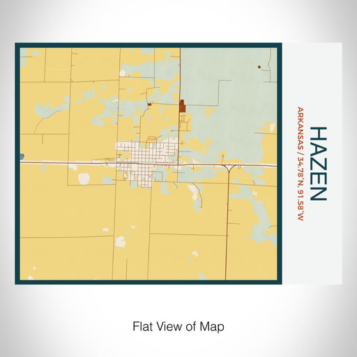 Rendered View of Hazen Arkansas Map on 20oz Stainless Steel Insulated Bottle with Bamboo Top with printed woodblock style map