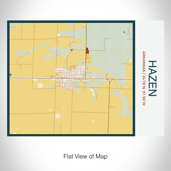 Rendered View of Hazen Arkansas Map on 20oz Stainless Steel Insulated Bottle with Bamboo Top with printed woodblock style map