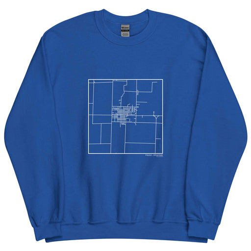 Hazen Arkansas  Map Unisex Crewneck Sweater with City inscription in Royal Blue