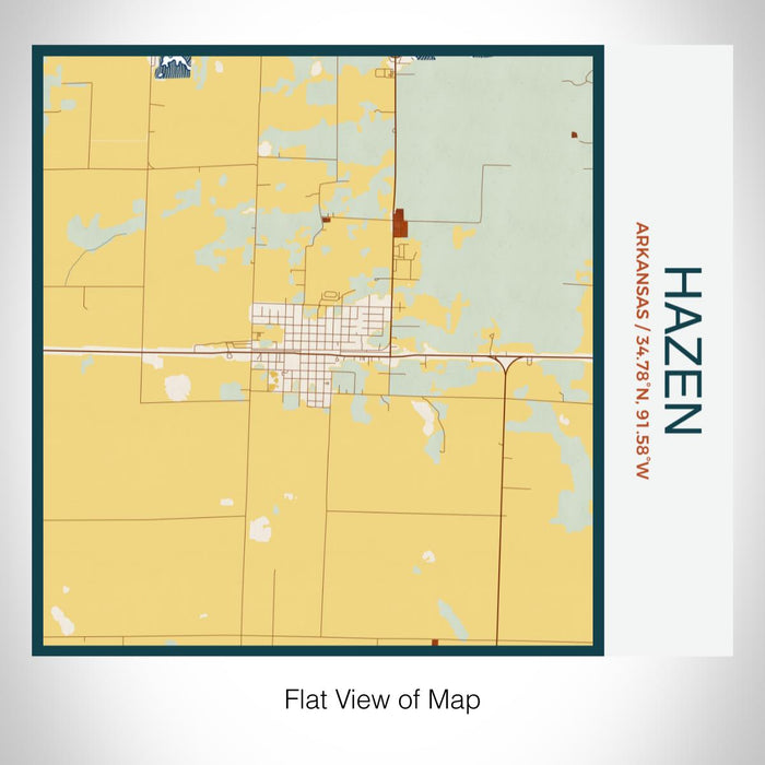 Rendered View of Hazen Arkansas Map on 17oz Stainless Steel Insulated Tumbler in Woodblock Map Style