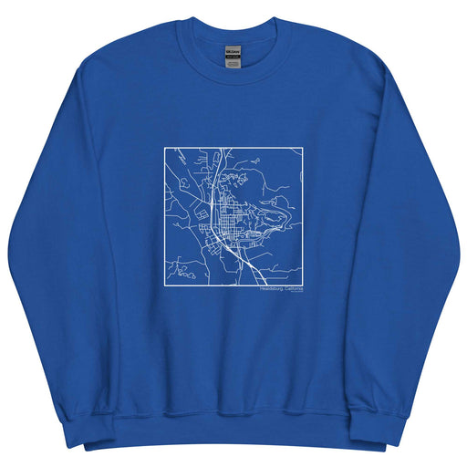 Healdsburg California  Map Unisex Crewneck Sweater with City inscription in Royal Blue
