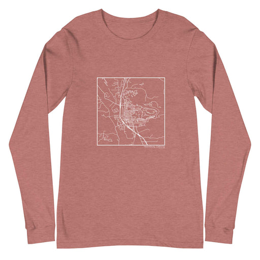Healdsburg California  Map Unisex Long-Sleeve T-shirt with City inscription in Heather Mauve