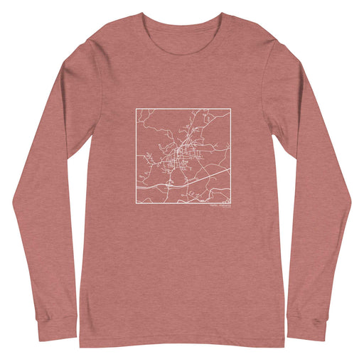 Heflin Alabama  Map Unisex Long-Sleeve T-shirt with City inscription in Heather Mauve