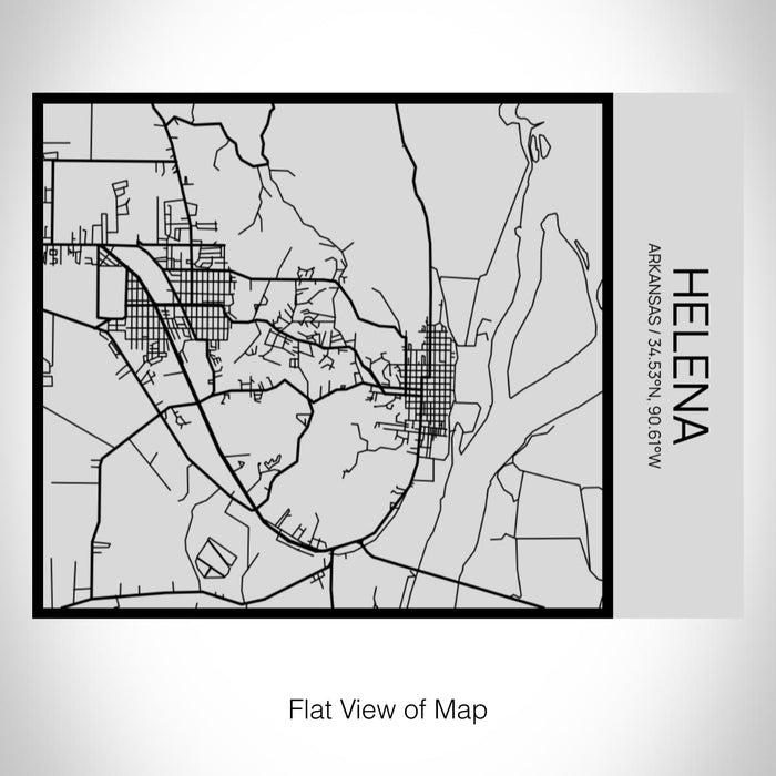 Rendered View of Helena Arkansas Map on 20oz Stainless Steel Insulated Bottle with Bamboo Top with printed Tactile Lines Map in Black