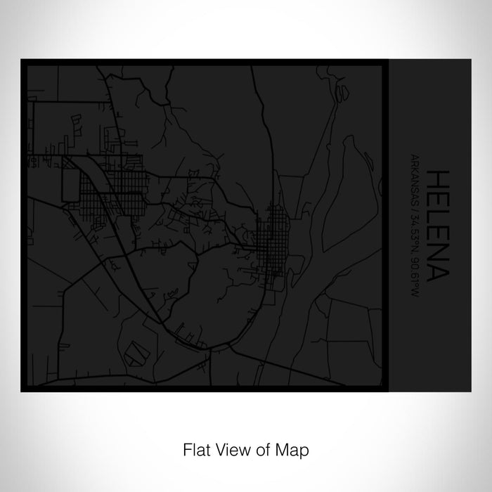 Rendered View of Helena Arkansas Map on 20oz Stainless Steel Insulated Bottle with Bamboo Top in Matte Black with printed Tactile Lines Map in Black