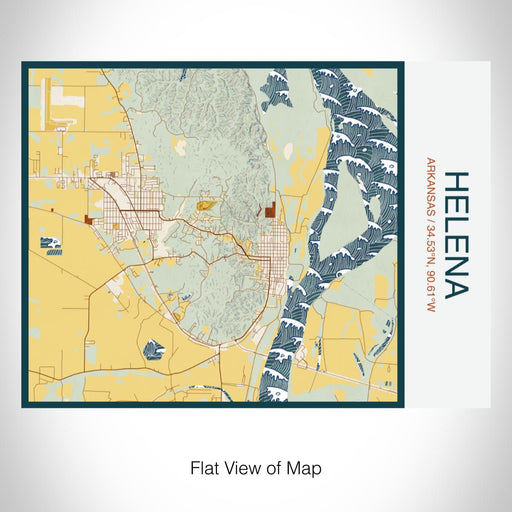 Rendered View of Helena Arkansas Map on 20oz Stainless Steel Insulated Bottle with Bamboo Top with printed woodblock style map