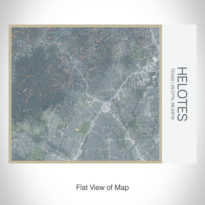 Rendered View of Helotes Texas Map on 20oz Stainless Steel Insulated Bottle with Bamboo Top with printed afternoon style map