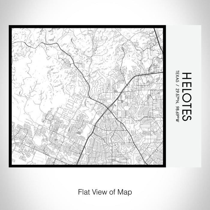 Rendered View of Helotes Texas Map on 20oz Stainless Steel Insulated Bottle with Bamboo Top with printed classic style map
