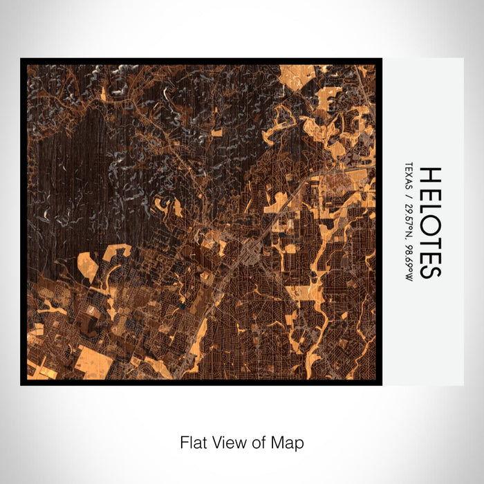 Rendered View of Helotes Texas Map on 20oz Stainless Steel Insulated Bottle with Bamboo Top with printed ember style map