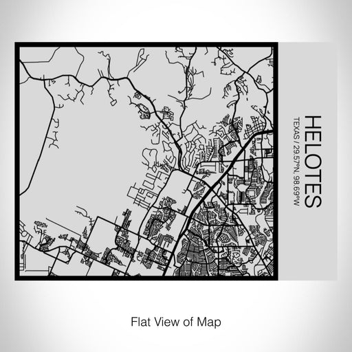 Rendered View of Helotes Texas Map on 20oz Stainless Steel Insulated Bottle with Bamboo Top with printed Tactile Lines Map in Black
