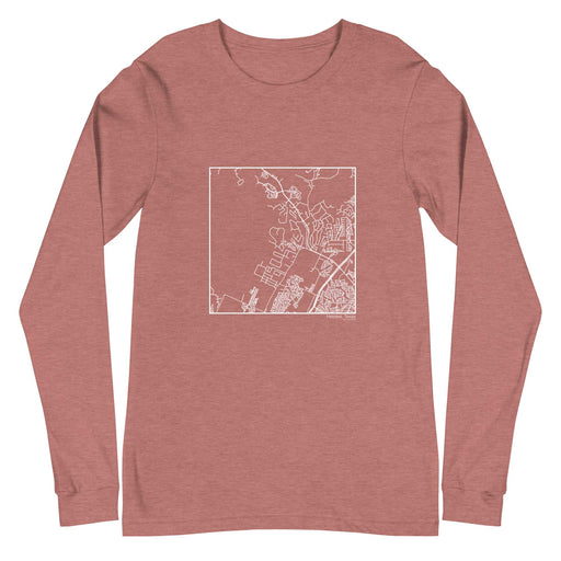 Helotes Texas  Map Unisex Long-Sleeve T-shirt with City inscription in Heather Mauve