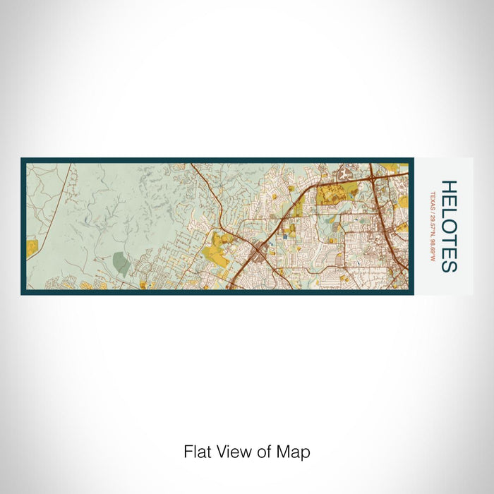 Rendered View of Helotes Texas Map on 10oz Stainless Steel Insulated Cup in Woodblock with Sliding Lid