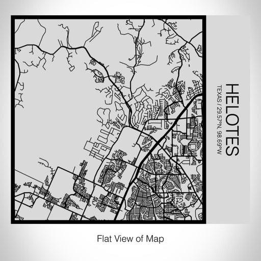 Rendered View of Helotes Texas Map on 17oz Stainless Steel Insulated Tumbler in Tactile Lines with Succulent in Background